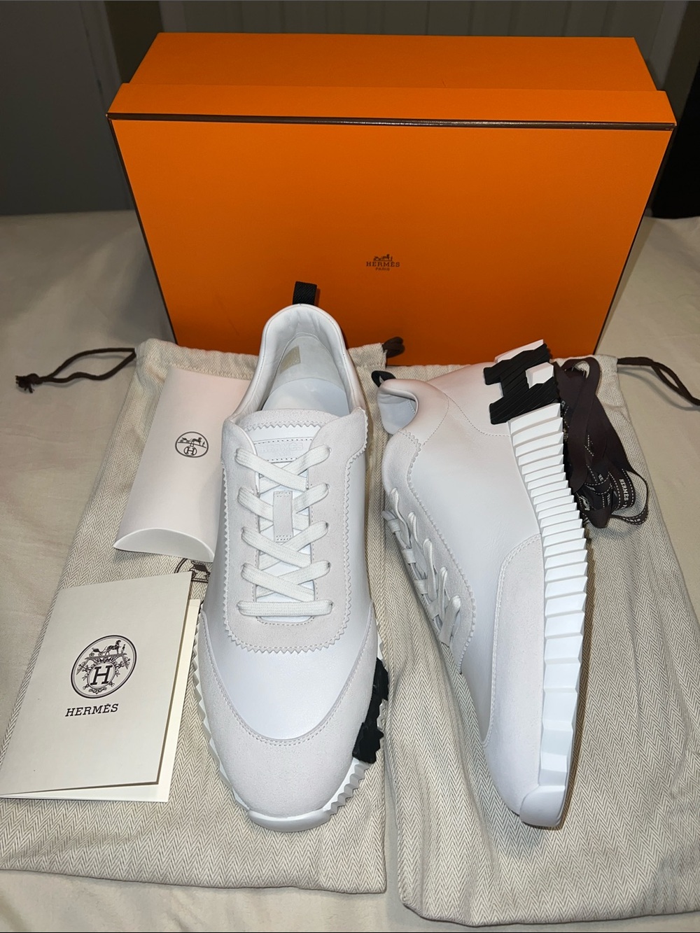 NIB Men’s Hermes Bouncing 90 Blanc Sneakers (13.5/46.5)